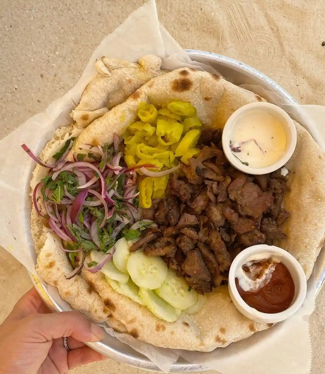 Lamb Shawarma and Mezzeh Platter