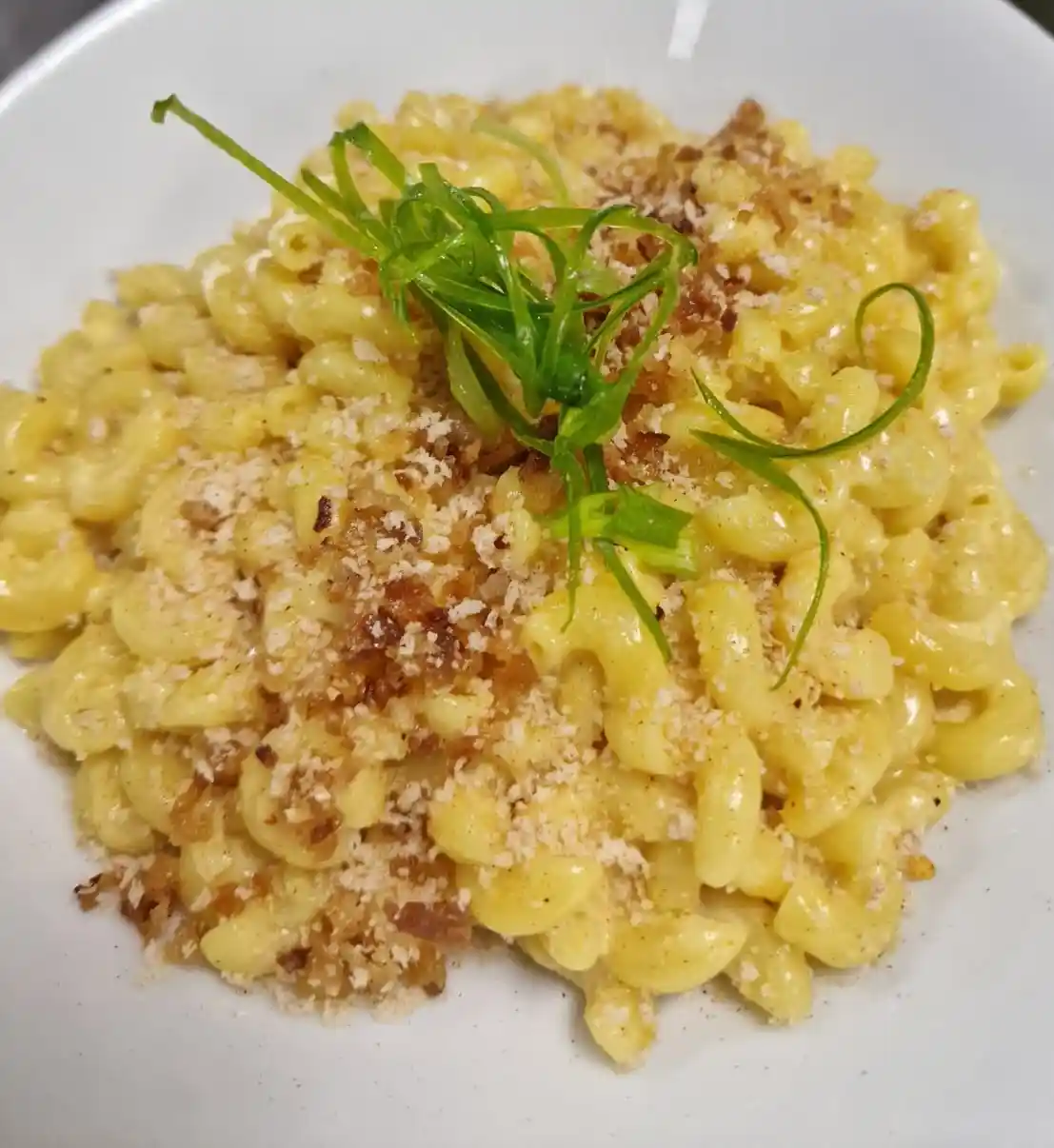 Loaded Mac & Cheese scallions, bacon, toasted panko, paprika