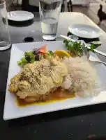 Potato Crusted Baked Grouper with Mild coconut curry sauce